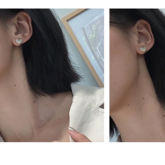 💙Unique Rhinestone Shell Hearts Stud Earrings - Picture 7 of 11